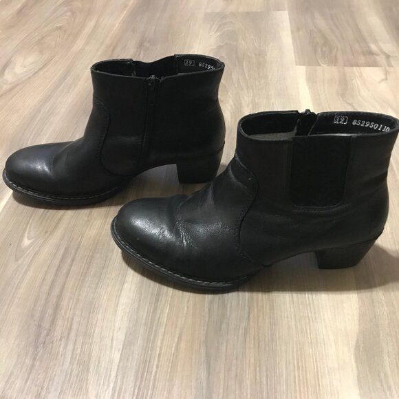 Rieker Ladies Antistress Leather Black Ankle Boots Size 39 - Picture 2 of 6
